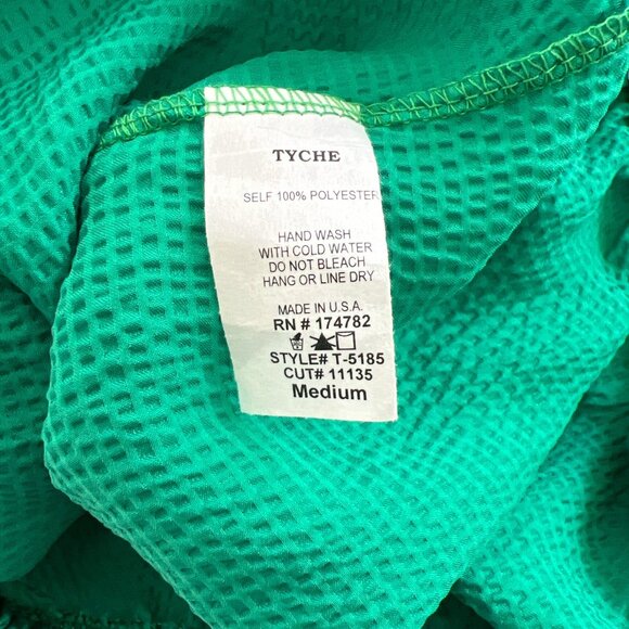 Women's Festival Party Bubble Crepe Blouse Green Ruffles NWT, TYCHE, $54, USA - Picture 7 of 7